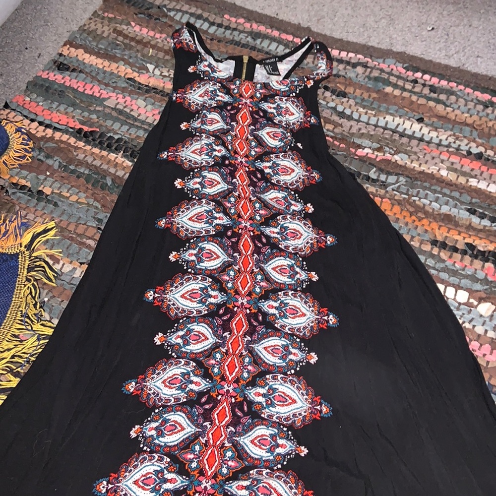 black dress with colored detail